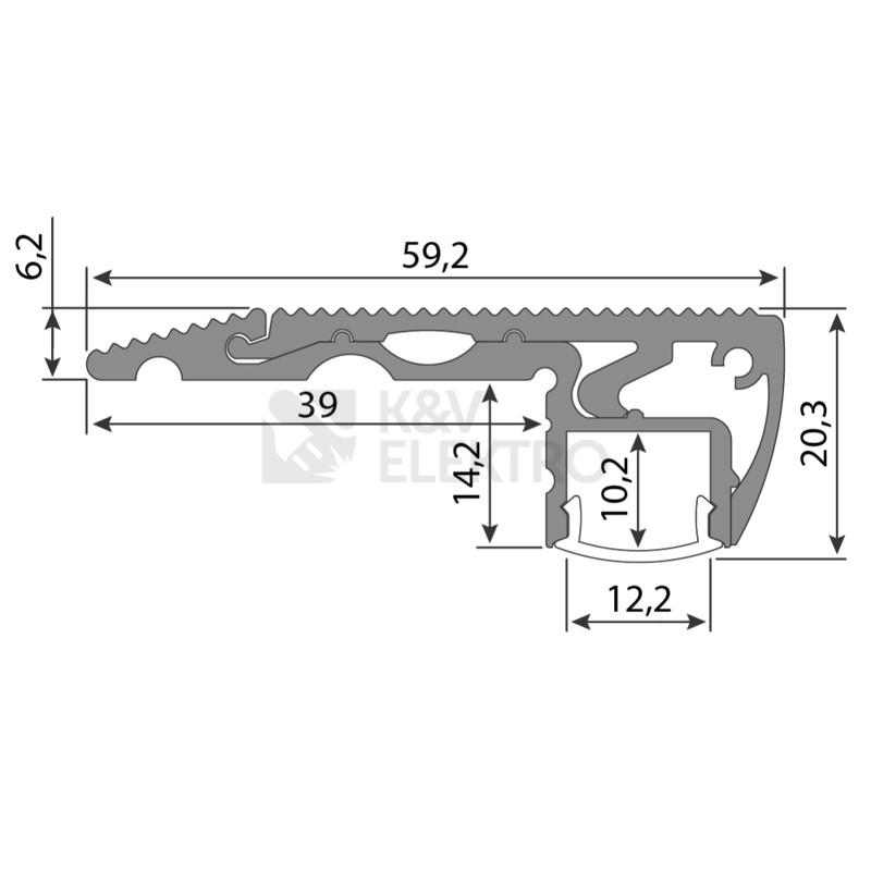 Obrázek produktu Nášlapný hliníkový profil McLED BL 59x22mm stříbrná barva s mléčným difuzorem 2m ML-761.073.02.2 1