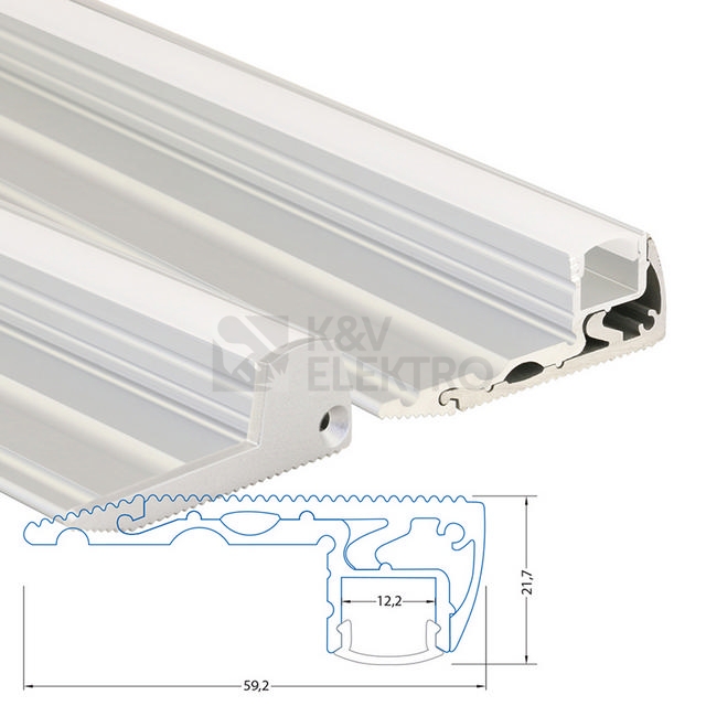 Obrázek produktu Nášlapný hliníkový profil McLED BL 59x22mm stříbrná barva s mléčným difuzorem 2m ML-761.073.02.2 3