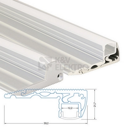 Obrázek produktu Nášlapný hliníkový profil McLED BL 59x22mm stříbrná barva s mléčným difuzorem 2m ML-761.073.02.2 4