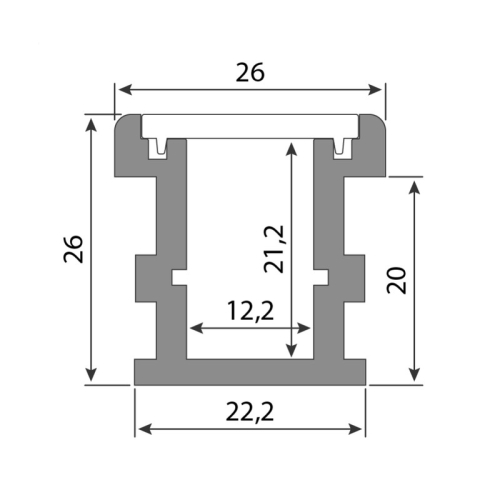 Nášlapný hliníkový profil McLED BV 26x26mm s mléčným difuzorem 2m ML-761.075.02.2
