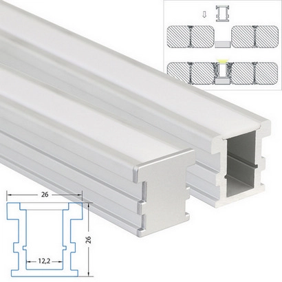 Nášlapný hliníkový profil McLED BV 26x26mm s mléčným difuzorem 2m ML-761.075.02.2 (obrázek 3)