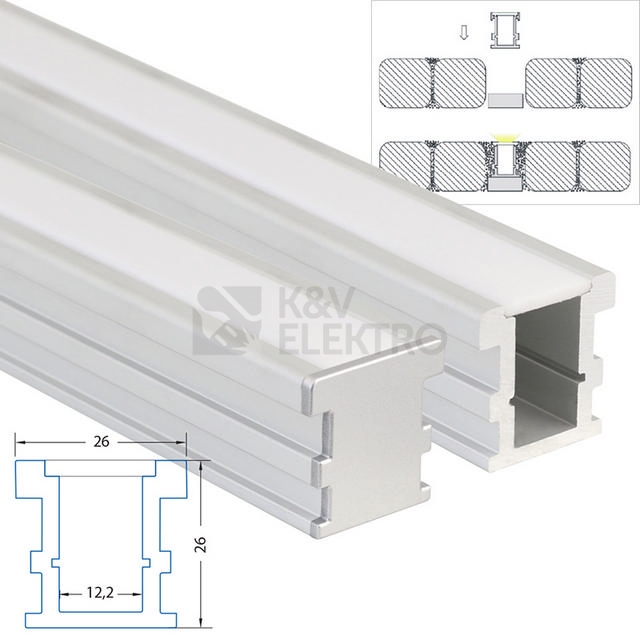Obrázek produktu Nášlapný hliníkový profil McLED BV 26x26mm s mléčným difuzorem 2m ML-761.075.02.2 3