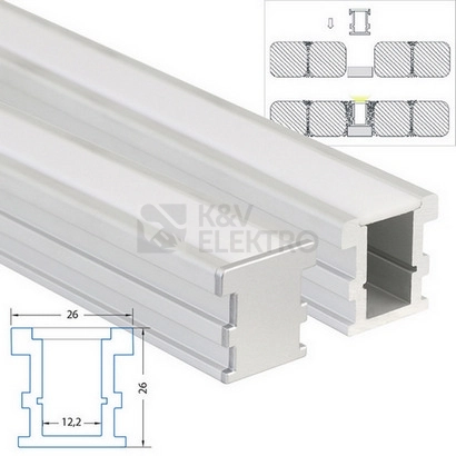 Obrázek produktu Nášlapný hliníkový profil McLED BV 26x26mm s mléčným difuzorem 2m ML-761.075.02.2 4