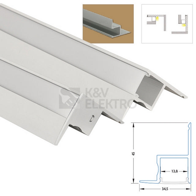 Obrázek produktu Rohový hliníkový profil McLED RP 35x45mm s matným difuzorem 2m ML-761.083.02.2 5