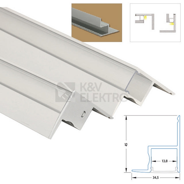 Obrázek produktu Rohový hliníkový profil McLED RP 35x45mm s čirým difuzorem 2m ML-761.084.02.2 5