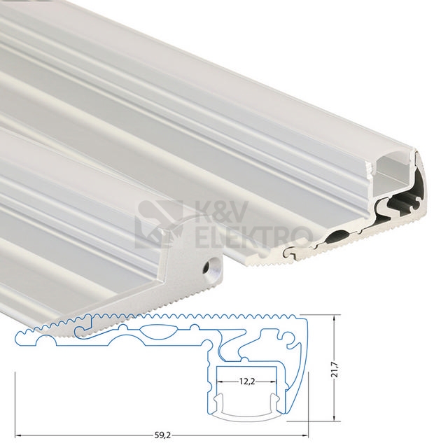 Obrázek produktu Nášlapný hliníkový profil McLED BL 59x22mm stříbrná barva s matným difuzorem 2m ML-761.085.02.2 3
