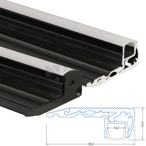 Obrázek produktu Nášlapný hliníkový profil McLED BQ 59x22mm černá barva s matným difuzorem 2m ML-761.087.02.2 3