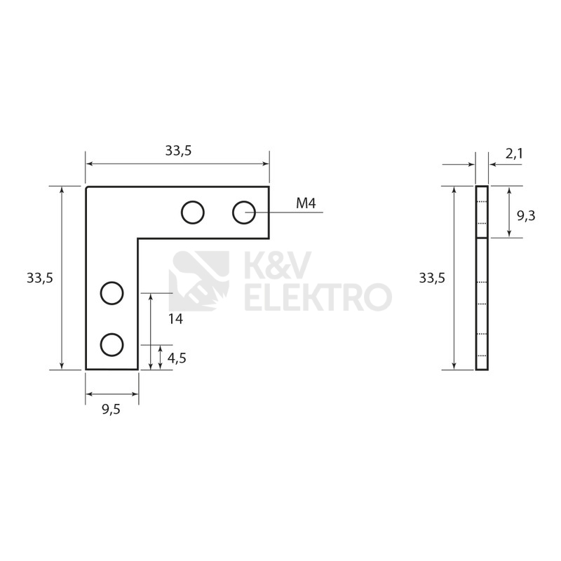 Obrázek produktu Kovová spojka LED profilu VK, VX McLED rohová ML-762.230.02.2 1