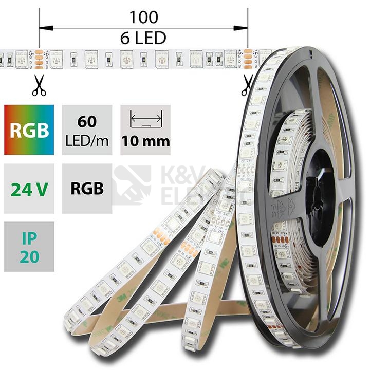 Obrázek produktu  LED pásek McLED 24V RGB š=10mm IP20 14,4W/m 60LED/m SMD5050 ML-128.601.60.2 0