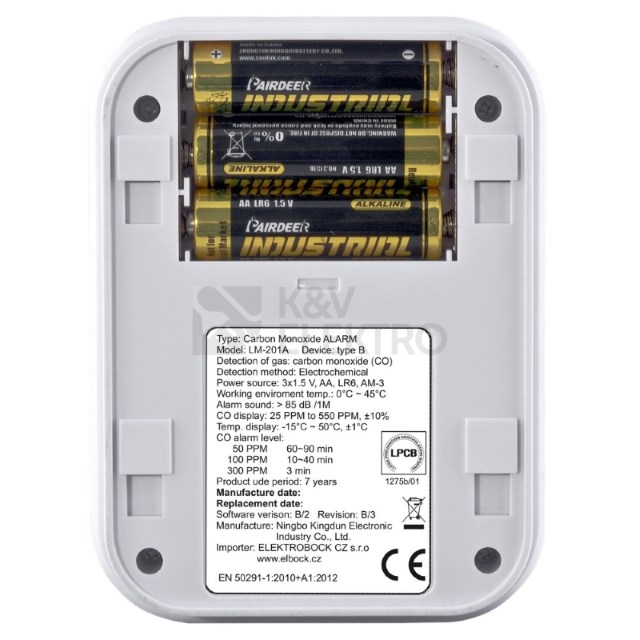Obrázek produktu Autonomní detektor oxidu uhelnatého (CO) ELECTROBOCK LM-201A 1