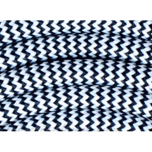 Levně Textilní kabel H03VV-F 2x0,75 2m zigzag černo-bílá 24 (CYSY 2Dx0,75)