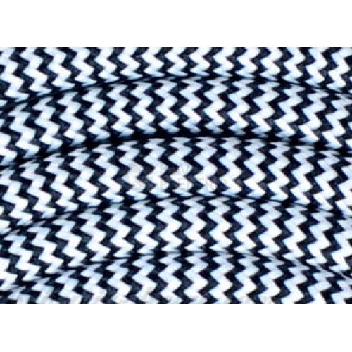 Textilní kabel H03VV-F 2x0,75 2m zigzag černo-bílá 24 (CYSY 2Dx0,75)