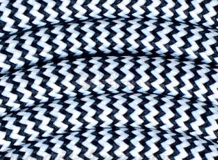 Obrázek produktu Textilní kabel H03VV-F 2x0,75 2m zigzag černo-bílá 24 (CYSY 2Dx0,75) 0