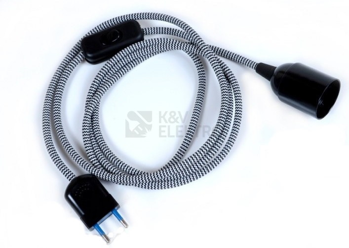 Obrázek produktu Textilní kabel H03VV-F 2x0,75 2m zigzag černo-bílá 24 (CYSY 2Dx0,75) 1