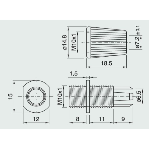 Průchodka kabelu se svorníkem M10x1 černá