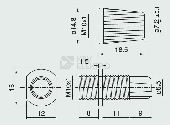 Obrázek produktu Průchodka kabelu se svorníkem M10x1 černá 1