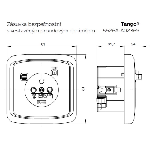 ABB Tango zásuvka bílá 5526A-A02369 B s proudovým chráničem FI-DOS