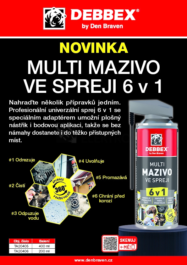 Obrázek produktu Den Braven Multi mazivo ve spreji 6v1 400ml DEBBEX TA20406 1