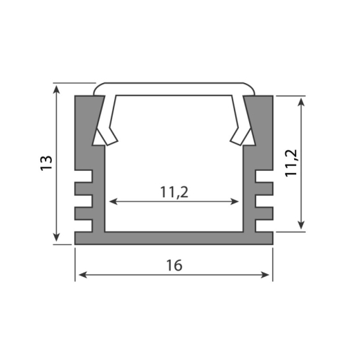 Přisazený hliníkový profil McLED PP 16x13mm s matným difuzorem 2m ML-761.013.02.2