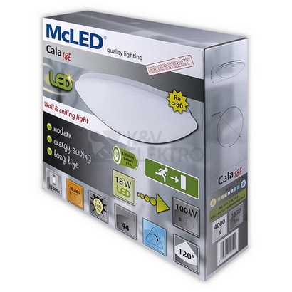 Obrázek produktu LED svítidlo McLED Cala 18 E 4000K ML-411.216.32.0 18W IP44 s nouzovým modulem 1,5 h 2
