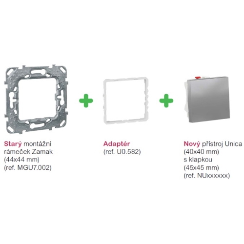 Schneider Electric Nová Unica adaptér U0.582 do starého montážního rámečku MGU7.002
