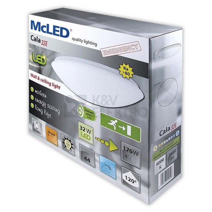Obrázek produktu LED svítidlo McLED Cala 32 E 32W 4000K IP44 s nouzovým modulem 1,5h ML-411.210.32.0 10
