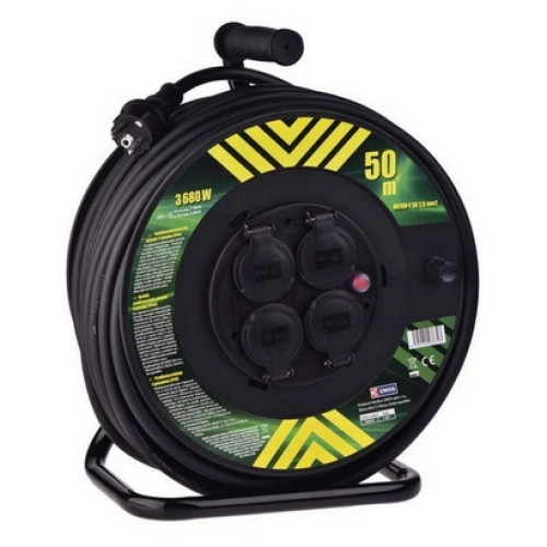 Gumový prodlužovací kabel na bubnu 50m/4zásuvka 3x2,5mm2 černá EMOS P084503 1908545000 (obrázek 8)