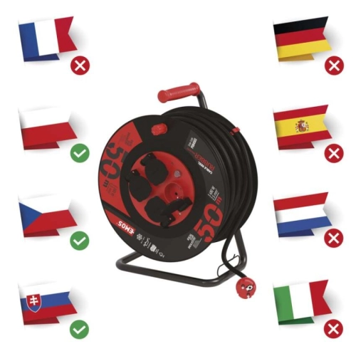 Gumový prodlužovací kabel na bubnu 50m/4zásuvka 3x2,5mm2 černá EMOS P084503 1908545000 (obrázek 7)