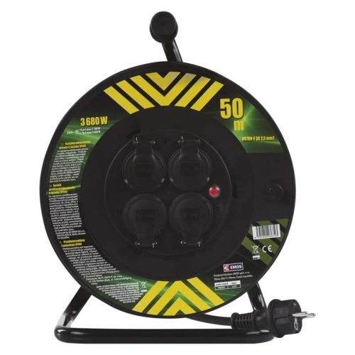Gumový prodlužovací kabel na bubnu 50m/4zásuvka 3x2,5mm2 černá EMOS P084503 1908545000 (obrázek 9)