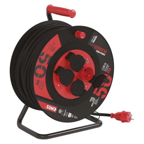 Gumový prodlužovací kabel na bubnu 50m/4zásuvka 3x2,5mm2 černá EMOS P084503 1908545000 (obrázek 11)