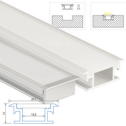Nášlapný hliníkový profil McLED BR 27x11mm s mléčným difuzorem 2m ML-761.011.07.2