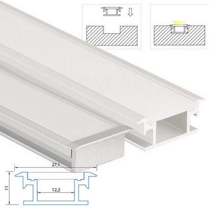 Nášlapný hliníkový profil McLED BR 27x11mm s mléčným difuzorem 2m ML-761.011.07.2 (obrázek 5)