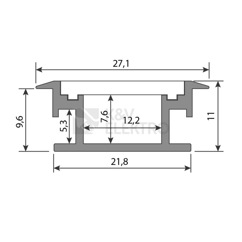 Obrázek produktu Nášlapný hliníkový profil McLED BR 27x11mm s mléčným difuzorem 2m ML-761.011.07.2 1