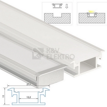 Obrázek produktu Nášlapný hliníkový profil McLED BR 27x11mm s mléčným difuzorem 2m ML-761.011.07.2 4