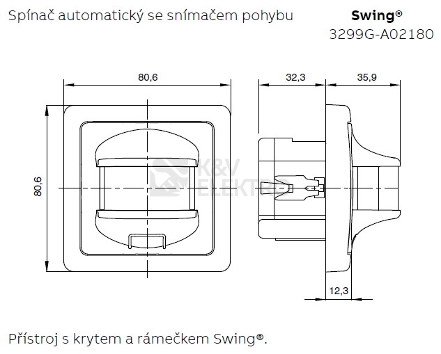 Obrázek produktu ABB Swing (L) pohybové čidlo bílá 3299G-A02180 B1 2