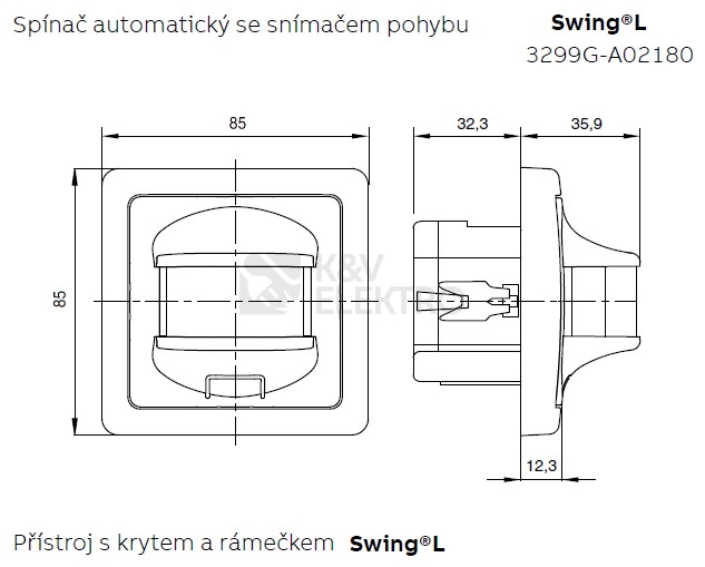 Obrázek produktu ABB Swing (L) pohybové čidlo bílá 3299G-A02180 B1 3