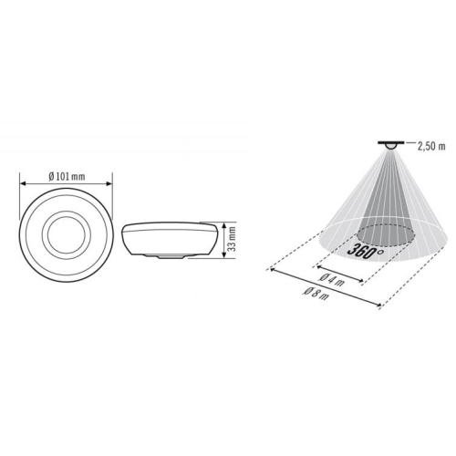 Pohybové čidlo stropní ESYLUX MD 360/8 BASIC bílá 2300W 10A IP40 EB10430404