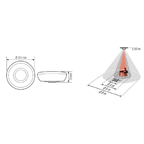 Čidlo přítomnosti stropní ESYLUX PD 360/8 BASIC bílá 2300W 10A IP40 EB10430411 (obrázek 3)