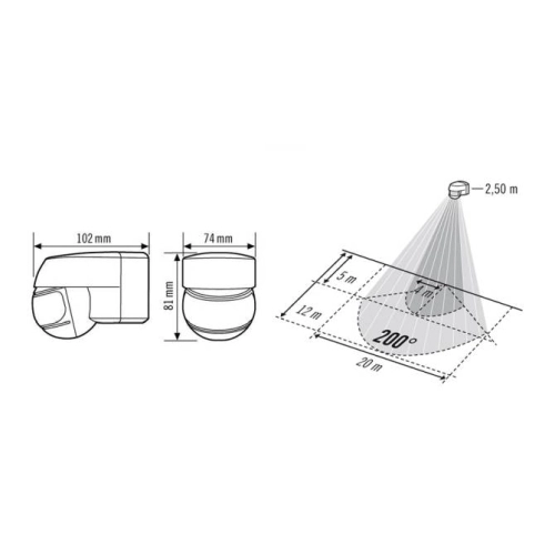 Pohybové čidlo nástěnné ESYLUX MD 200° bílá 1000W 4,5A IP44 EM10025310 (obrázek 3)