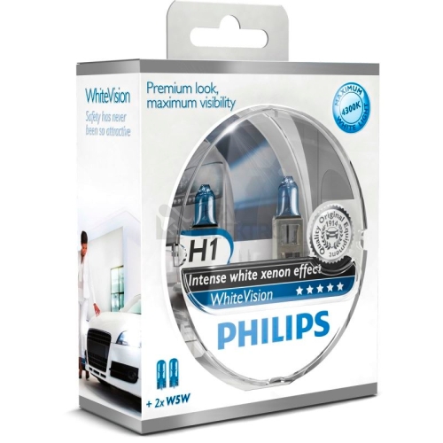  Autožárovky Philips WhiteVision 12258WHVSM 2ks H1 P14,5s 12V 55W