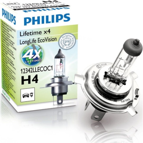 Levně Autožárovka Philips LongLife EcoVision 12342LLECOC1 H4 P43t-38 12V 60/55W s homologací