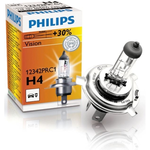 Levně Autožárovka Philips H4 Vision 12342PRC1 60/55W 12V P43t-38 s homologací