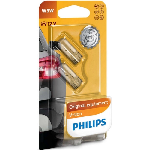 Levně Autožárovky Philips W5W 12961B2 5W 12V W2,1x9,5d (v balení 2ks) s homologací