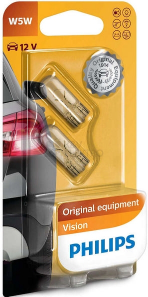 Obrázek produktu Autožárovky Philips W5W 12961B2 5W 12V W2,1x9,5d (v balení 2ks) s homologací 0