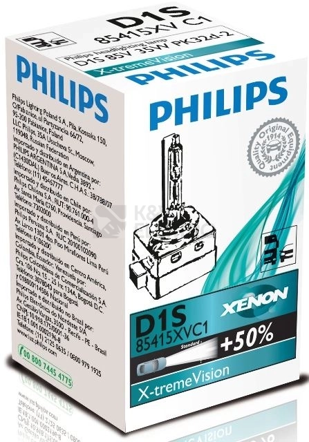 Obrázek produktu Výbojka xenonová Philips X-treme Vision D1S 85415XVC1 35W 85V PK32d-2 s homologací 0
