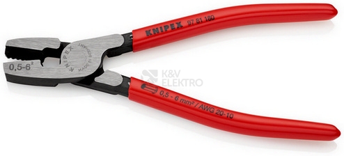 Obrázek produktu Lisovací kleště na dutinky Knipex 97 81 180mm 0,5-6mm2 1
