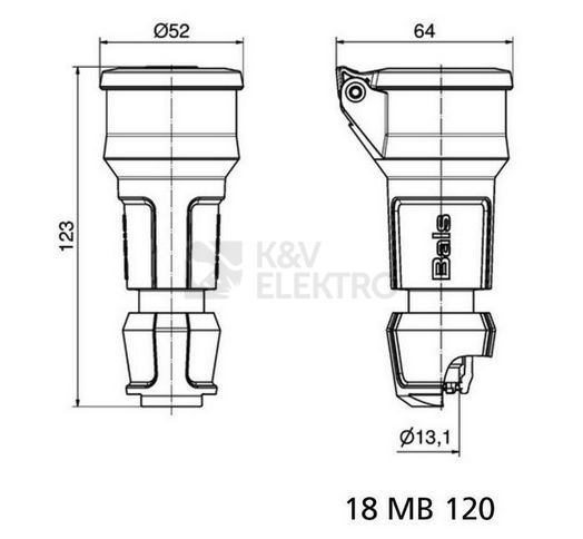 Obrázek produktu  Spojka/zásuvka Bals 7490 230V/16A IP54 1