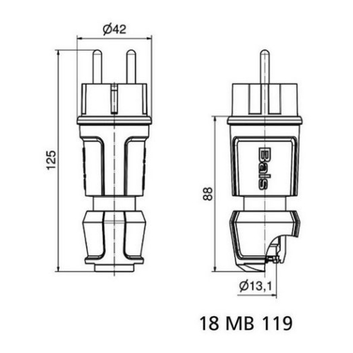 Vidlice Bals 7370 230V/16A IP44 modrá