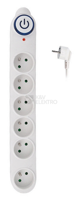 Obrázek produktu Přepěťová ochrana 150J 6 zásuvek 1,5m bílá Solight PO62 0