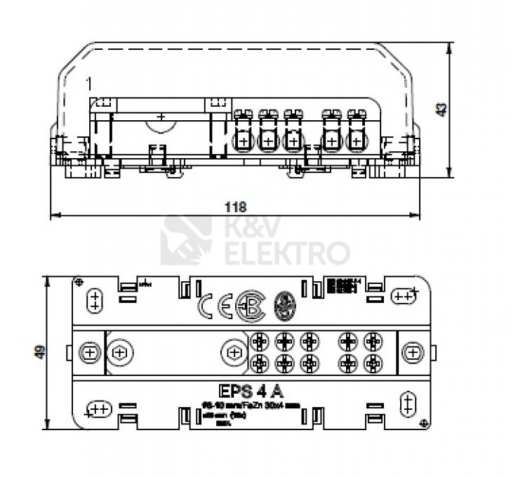 Obrázek produktu  Ekvipotenciální svorkovnice Elektro Bečov EPS 4 A s krytem I228407 5